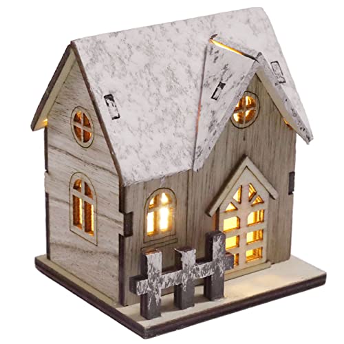 Nurnesy Puppenhaus, Helles Holzhaus, DIY Leuchtendes Miniatur-Puppenhaus, Weihnachtsschmuck-Zubehör, Holzhaus, Puppenhaus-Zubehör, Puppenhaus-Weihnachtsschmuck-Zubehör von Nurnesy