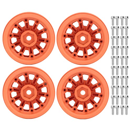 Nurnesy RC Car Beadlock Wheels Felge, Leichtes Design, für Axial SCX10 für 1/10 RC Cars, Nylonmaterial, RC Car Beadlock Wheels Felge, RC Car Beadlock Wheels Felge (Orange) von Nurnesy