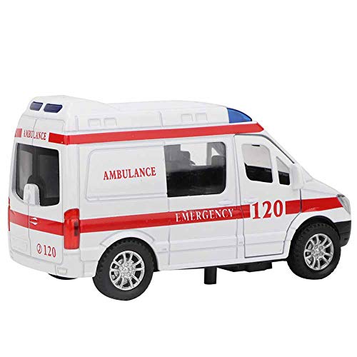 Nurnesy Spielzeugautomodell, 1:32 Mini Stimulation Alloy Ambulance Car Sound und Licht Modell Spielzeugfahrzeug (Rot) von Nurnesy