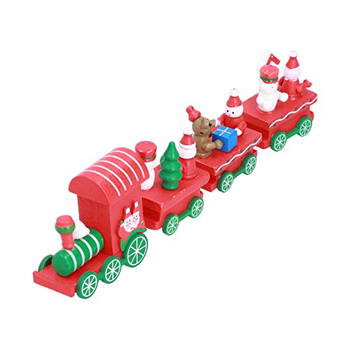 Nurnesy Spielzeugeisenbahn-Sets, Massivholz-Weihnachtseisenbahn-Spielzeugset, Miniatur-Farb-Cartoon-Modell für, und Mädchen. Platzieren Sie die Weihnachtseisenbahn mit (Typ C) von Nurnesy