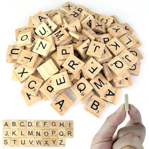 Nutabevr 130 Stücke A bis Z Holz Buchstaben,Holz Alphabet Fliesen Buchstaben Spiel, Puzzle Holz Buchstaben Handwerk mit Zahlenwerten,Buchstaben Holz zum Spielen,für DIY,Kindererziehung,Kinderspielzeug von Nutabevr