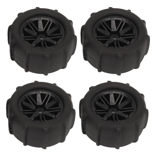 NutriEss 4PCS RC Tire Wheel Plastic Hub Rubber Black Strong Grip Pattern for WLTOYS 144001 Cars with Shock Absorb Features for 1/14 1/16 RC Buggy von NutriEss