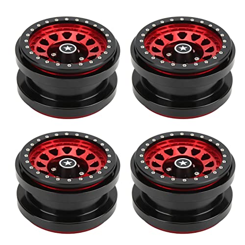 NutriEss Aluminium Legierung Wheel Wheel Hub 2,9 Zoll 12 Loch Black 4 Stcs für AXAIL SCX6 1/6 RC Auto Robustes und stilvolles Design (Rot) von NutriEss