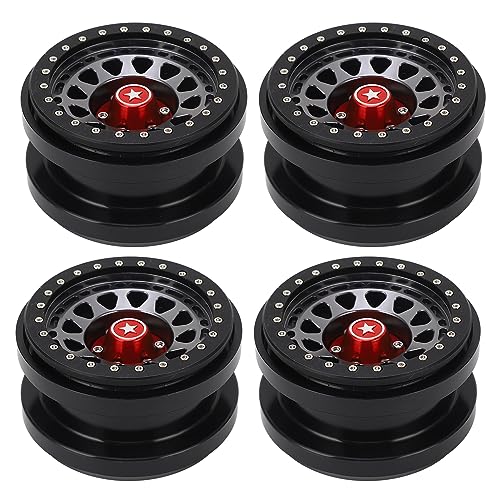 NutriEss Aluminium Legierung Wheel Wheel Hub 2,9 Zoll 12 Loch Black 4 Stcs für AXAIL SCX6 1/6 RC Auto Robustes und stilvolles Design (Schwarz) von NutriEss