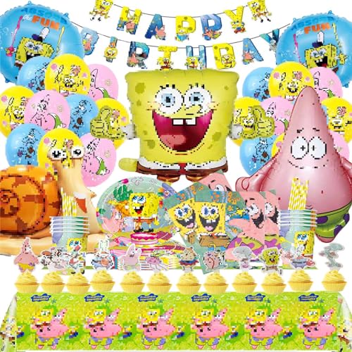 Nutrir 101 PCS Gebutstag Deko Partygeschirr, Party Supplies Set, Deko Folienballon, für Kindergeburtstags Party Dekoration Teller Becher Servietten Tischdecke Happy Birthday Wimpel Banner von ZYZYZK