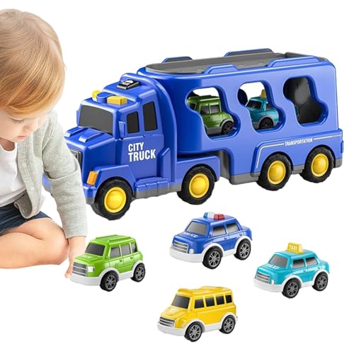 Nuyhadds BAU-Autotransporter-Spielzeugset, Baufahrzeug-Spielzeug | 5-in-1-Konstruktionsspielzeug für Kleinkinder mit Trägheits- und Reibungsantrieb - Beleuchtete echte Soundeffekte von Nuyhadds