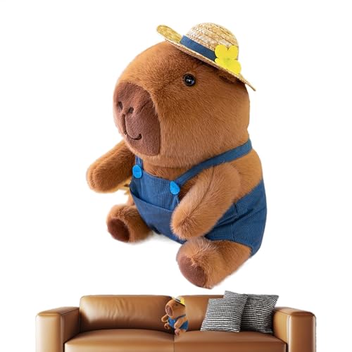 Nuyhadds Capybara Stofftier, Capybara Plüschtier,Umarmendes Plüsch-Dekorationsspielzeug - Weiche Capybara-Plüschpuppe mit Kleidung, Capybara-Stoffspielzeug für Mädchen, Kinder, Erwachsene, von Nuyhadds