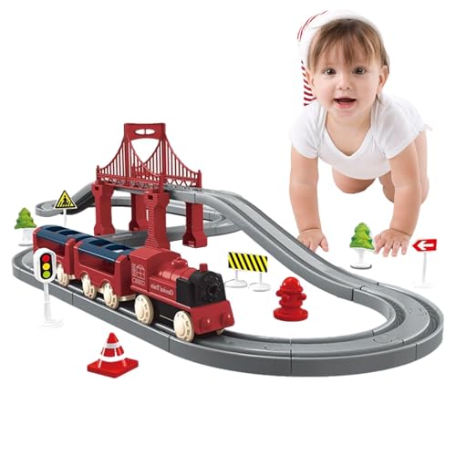 Nuyhadds Elektrisches Eisenbahnset, Kindereisenbahnset - 44X süße elektrische Züge für Kinder | Tragbares -Rennstrecken-Achterbahn-Spielset mit Batteriebetrieb für den Geburtstag von ERN, und Mädchen von Nuyhadds