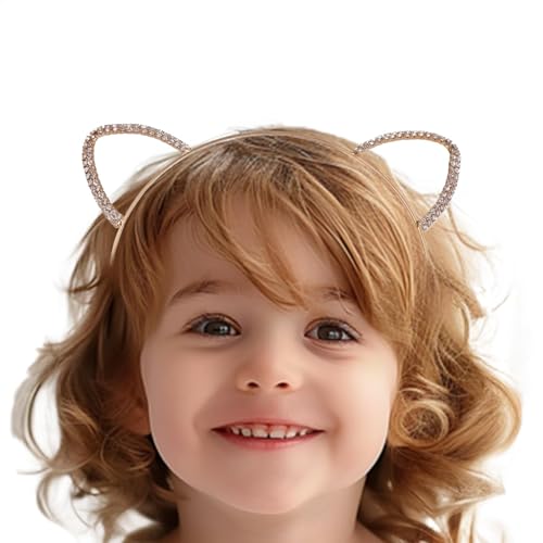 Nuyhadds Katzenstirnbänder für Kinder, Tierohren Stirnband | Metall -Katzenohren Glitzer Strassstirnband - Foto Requisiten Haarzubehör, Hair Band Cosplay Accessoires für Halloween -Geburtstagskleid von Nuyhadds