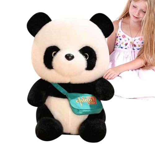 Nuyhadds Panda-Plüschpuppe, ausgestopfter Panda | Pandabär-Spielzeug mit Tasche | Schlafender Begleiter, Tierpuppe, Tischdekoration für Zuhause, Wohnzimmer, Schlafzimmer von Nuyhadds