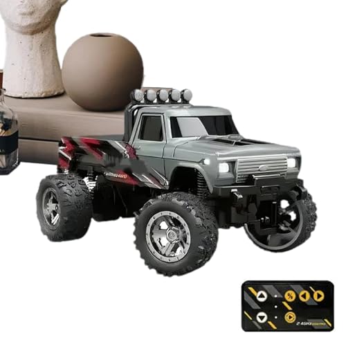 Nuyhadds RC-Truck-Crawler-Spielzeug, ferngesteuertes LKW-Spielzeug - Kleine RC-Auto-LKW-Spielzeuge - Wiederaufladbarer Indoor-Autorennfahrer, 2,4-GHz-Elektroauto-Spielzeug mit Lichtern, Maßstab 1:64 von Nuyhadds