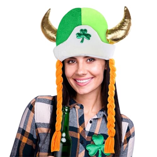 Nuyhadds Shamrock -Hut für Männer, irischer Hornhut,St. Patricks Shamrock Braid Hats | Dekorative Kopfbedeckung, weiches mittelalterliches Kostüm zum Feiern, Cosplay von Nuyhadds