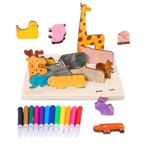 Nuyhadds Tierpuzzle,Tierpuzzle aus | Malset Matching Spiel Jigsaw Puzzles,Kinderpuzzle,Lernspielzeug,Lernspielzeug,Feinmotorikspielzeug,Puzzle aus von Nuyhadds