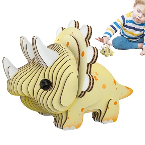 3D-Puzzle Dinosaurier | Dinosaurier-Puzzlespielzeug | Triceratops Parasaurolophus Papierpuzzle, Lernaktivitäten, Hand-Auge-Koordinationstrainingsspielzeug für Kinder, Mädchen von Nuyhgtr