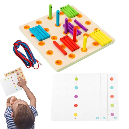 Activity Toys for Kids, Kids Lacing Activity, Hand-Eye Coordination Toys, 22x22 cm, Fine Motor Skill Development Wooden Lacing Board for Kids to Enhance Hand-Eye Coordination and Sensory Skills von Nuyhgtr