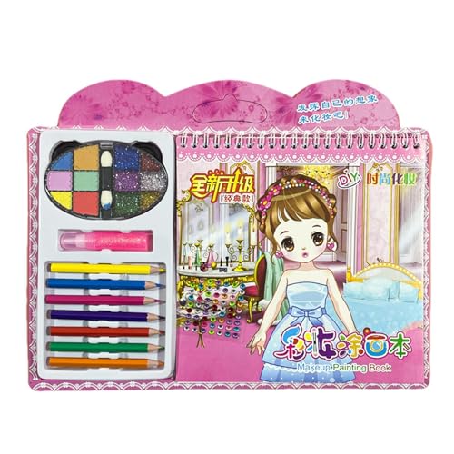 Dress-Up Activity Set, Travel Sticker Book, Princess Makeup Game, 19x19x1 cm, / 7.48x7.48x0.39in, Creative Princess Dress-Up Sticker Book with Rhinestones and Travel Games for Girls von Nuyhgtr