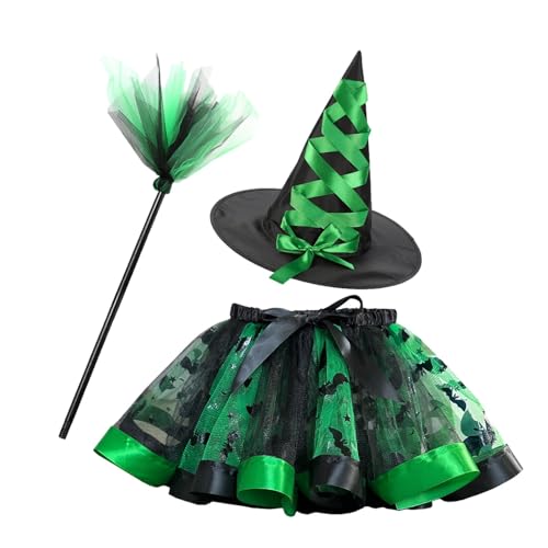 Halloween-Kostüm für Mädchen, Cosplay-Kostüm für Kinder,Kleid-Outfit mit Hutbesen für Rollenspiele | Mädchen-Cosplay-Kleidung für Schulspiele, Halloween-Partys, Bühnenauftritte, Geburtstagsfeiern von Nuyhgtr