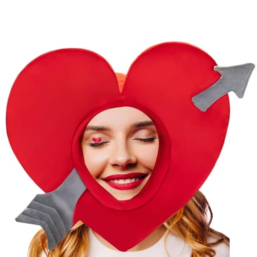 Heart Hat Adult Cosplay, Love Heart Shape Cartoon Headgear, Funny Performance Photo Props Party Decoration, Novelty Dress Up Costume Headwear for Adults von Nuyhgtr