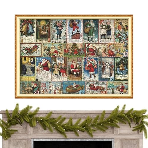 Jigsaw Puzzle, Adventskalender Puzzle, 2024 Winter Jigsaw Puzzle Dekoration, 1000x Countdown Puzzles Malerei Wand Ornament, Urlaub Puzzle Kunst für Wand, Weihnachtspuzzle, Winter Advent Puzzle von Nuyhgtr