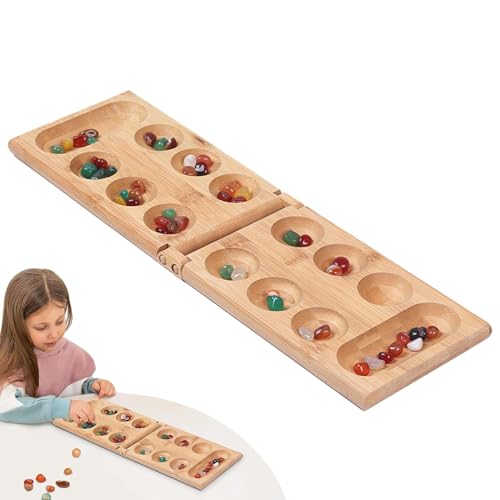 Mancala Board Game Set, Interactive Toys Board Games, Two-Player Chess Board Set, Family Game Night, Fun Board Games, 32x10 cm, / 12.6x3.94in, for Fun Family Game Night, Wood Color von Nuyhgtr