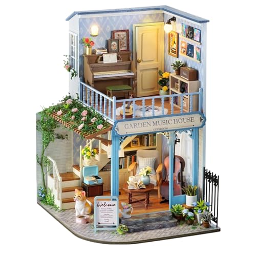 Miniatur House Kit - Holzhobbymodell für Kinderlernen, Teenager Kreativität mit Interaktions- und Handwerksfunktion für Eltern, Bauhause für Familienspielzeit, 7.28x6.1x9.25 in Miniatur House Kit - Holzhobbymodell für Kinderlernen, Teenager Kreativität mit Interaktions- und Handwerksfunktion für Eltern, Bauhause für Familienspielzeit, 7.28x6.1x9.25 in von Nuyhgtr