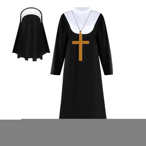 Nonnenkostüm Frauen | Kreuz Anhänger Halskette Kopfschmuck Outfit,Party Nonnen Kopfschmuck Set | für Damen Erwachsene Cosplay Halloween Themenparty Rollenspiel Bühnenauftritt Nonnenkostüm Frauen | Kreuz Anhänger Halskette Kopfschmuck Outfit,Party Nonnen Kopfschmuck Set | für Damen Erwachsene Cosplay Halloween Themenparty Rollenspiel Bühnenauftritt von Nuyhgtr