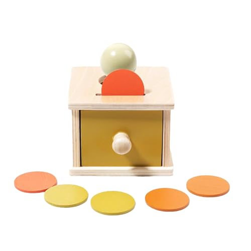 Nuyhgtr Coin and Ball Drop Box, Preschool Fine Motor Activities, Shape Sorting Learning Matching Game, Educational Wooden Drawer Box for Toddler Development 11x11x8.3cm von Nuyhgtr