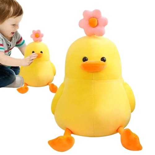 Nuyhgtr Cute Stuffed Animal, Multi-Purpose Plush Toy, Kids Birthday Stuffed Animal, Cozy Duck Plush, Soft Plush Toy with Daisy, 35 cm, / 13.78, for Kids Adults Kids Birthday, White and Yellow von Nuyhgtr