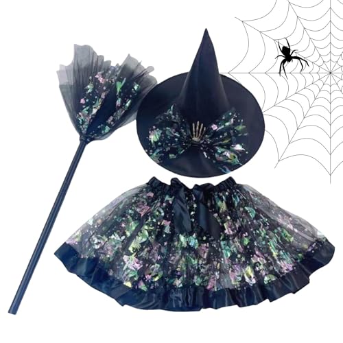 Nuyhgtr Girls Witch Hat Costume, Comfortable Witch Costume, Tutu Skirt Halloween Outfit, Cosplay Witch Costume Set, 40x40 cm, / 15.75x15.75in, Adorable Halloween Witch Tutu Outfit for Girls von Nuyhgtr