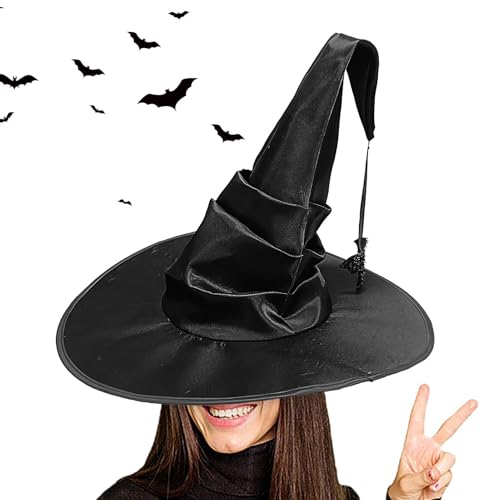 Nuyhgtr Hexenhut Damen Halloween Kostüm Party Hexenhut Gothic Hexenhut für Erwachsene Hexenhut mit Fledermausakzenten Hexen Stirnband Maskerade Hut Klassischer Hexenhut für Halloween von Nuyhgtr