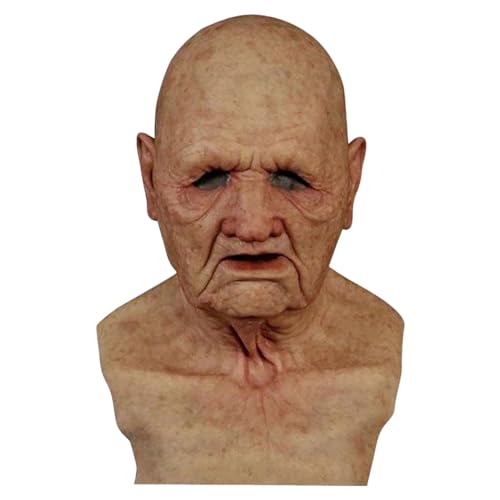 Nuyhgtr Horror Cosplay Maske, Realistische Kopfbedeckung Cosplay Halloween Kostüm Gesichtsbedeckung Realistischer Horror Erwachsene Kostüm Maske Gruseliges Alter Mann Kostüm Horror Cosplay Maske für von Nuyhgtr