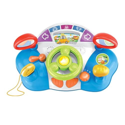 Nuyhgtr Interactive Driving Wheel, Music and Light Toy, Adjustable Volume Driving Toy, 36x24.5x14.5 cm, / 14.17x9.65x5.71in, Pretend Driving Toy for Auditory Skill Development von Nuyhgtr