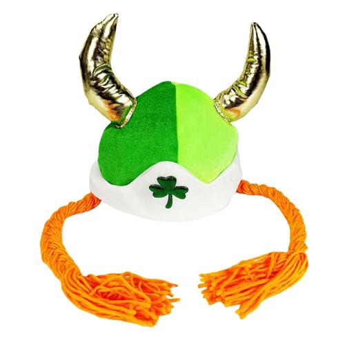 Nuyhgtr Irish Horn Hat, St. Patrick’s Shamrock Braid Hat, Cute Festive Headgear, Soft Medieval Costume for Cosplay and Gatherings, 55cm, Fun Stylish Accessory, shamrock braids von Nuyhgtr