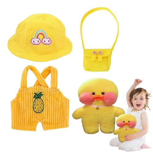 Nuyhgtr Plush Toy Duck Clothing Set, Dress Up Plush Duck Toy, Duck Plush with Fashionable Clothes, Duck Doll with Dress Up Clothes, Cartoon Animal Plush with Outfits, Duck Plush Toy for Kids von Nuyhgtr