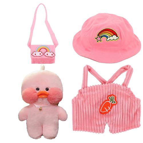 Nuyhgtr Plush Toy Duck Clothing Set, Dress Up Plush Duck Toy, Duck Plush with Fashionable Clothes, Duck Doll with Dress Up Clothes, Cartoon Animal Plush with Outfits, Duck Plush Toy for Kids von Nuyhgtr