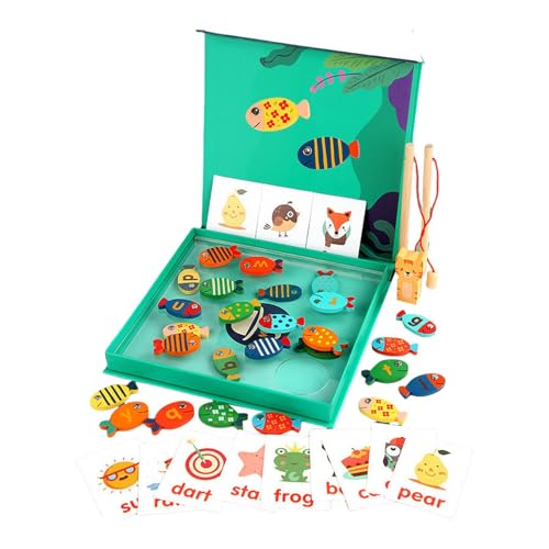 Nuyhgtr Preschool Fishing Toy, Wooden Learning Toys, Fine Motor Skill Toys, Educational Fishing Game, Letter Matching Games, Fishing Toy, Magnetic Fishing Activity for Preschool Learning von Nuyhgtr