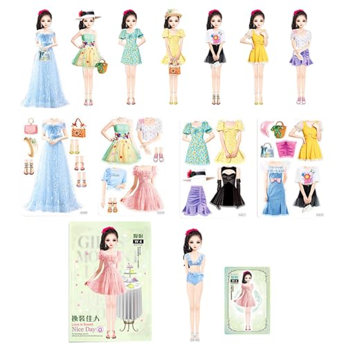 Nuyhgtr Princess Dress Up Book, Magnetic Dress Up Doll, Paper Doll Sticker Book, Princess Doll Figure, Dress Up Stickers, Kids Magnetic Doll, Toddler Dress Up Book, for 3+ Year Girls, Toddler, Kids von Nuyhgtr