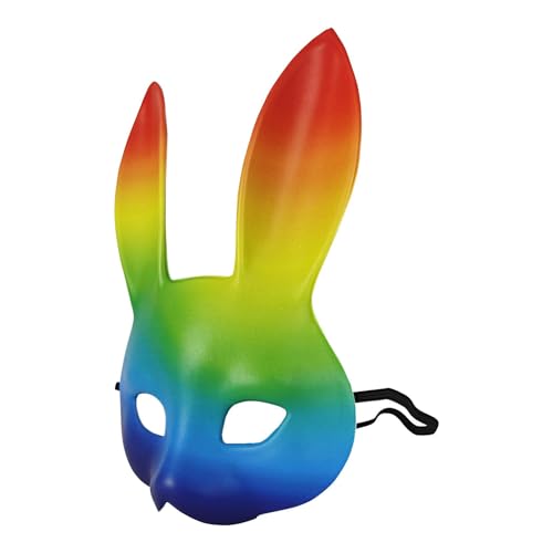 Nuyhgtr Regenbogen-Häschen-Maske,Häschen-Maske Damen,Regenbogen Cosplay Accessoire für Ostern | Kaninchen-Kostümzubehör, Cosplay-Kostüm-Requisiten, ergonomisch, mit langen Ohren für Osterkarneval, von Nuyhgtr