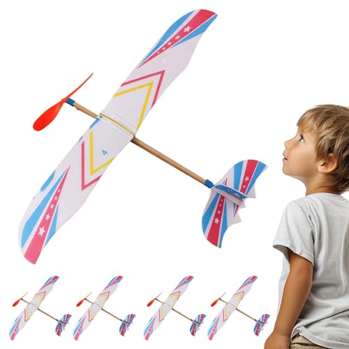 Nuyhgtr Rubber Band Powered Glider, Kids Flying Glider Toy | Handgeworfen Flugzeug Modell Flugzeug Spielzeug, Wurfgleiter Flugzeug Spielzeug, Lustiges Flugzeugmodell für Garten von Nuyhgtr