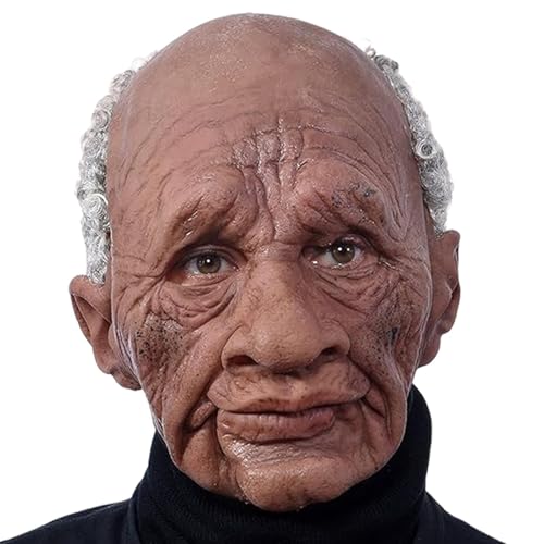 Nuyhgtr Scary Old Man, Horror Face Cover, Elastic Old Man, Halloween Costume Prop, Horror Cosplay Accessory, Scary Face Masks, Old Man Headwear, Horror Event Masks von Nuyhgtr