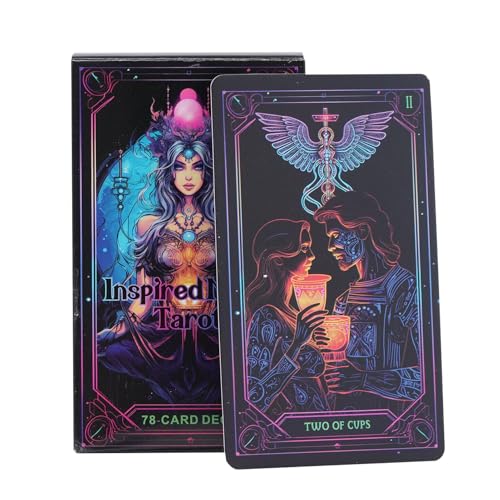 Nuyhgtr Tarot Orakelkarten, 78 Stück Orakeldeck, Neon Orakelkarten, Anfänger Tarot Set, Englische Version Tarot, Tarot Orakelkarten für Festliche Versammlungen und Wahrsagerei von Nuyhgtr