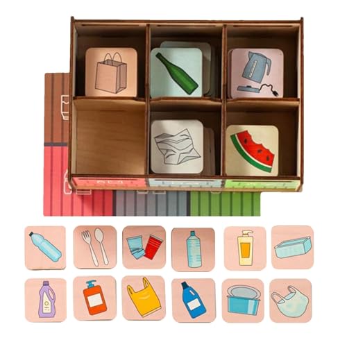 Recycling-Spiele, Sortierspielset aus Holz, Recycling-Lernspielzeug, pädagogisches Sortierspielzeug, Recycling-Spielset für Kinder, umweltfreundliches Holzspielzeug, Sortierklassifizierungsspielzeug, von Nuyhgtr