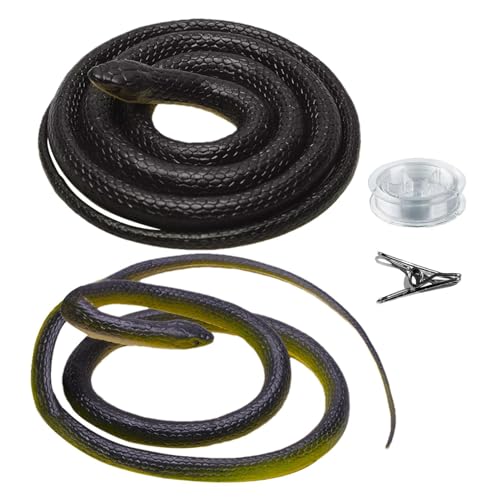 Schlange auf einer Schnur Streich Requisiten, Fake Snake Streich Requisiten, DIY Golf Schlange Streich mit Schnur und Clip, Fake Snake Realistische Gummischlange, Fake Rubber Snake, 1 Stück 130cm von Nuyhgtr