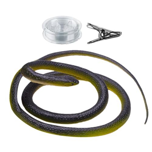 Schlange auf einer Schnur Streich Requisiten, Fake Snake Streich Requisiten, DIY Golf Schlange Streich mit Schnur und Clip, Fake Snake Realistische Gummischlange, Fake Rubber Snake, 1 Stück 130cm von Nuyhgtr