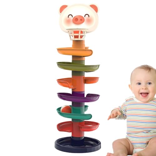 Sliding Ball Toy, Toddler Stacking Track, Ball Tower Game, Early Education Ball Toy, Kids Ball Ramp, 43.5x14x14 cm, / 17.13x5.51x5.51in, Educational Sliding Ball Track Toy for von Nuyhgtr