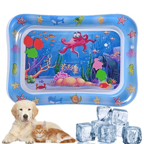 Wassermatte für Babys, sensorische Wasserspielmatte für Katzen - Kühlmatte für Haustiere für den Sommer,Wasser-Spielmatte, sensorisches Pad, Haustier-Kühlmatte mit Fisch, Indoor-Spiel für Babys von Nuyhgtr