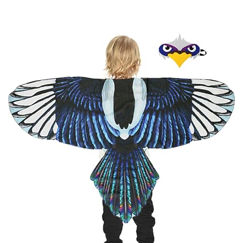 Bird Costume, Eagle-Wings Parrot, Adjustable Shoulder Straps with Chiffon Fabric 46.46x25.59 inches, Facepiece Included, Fun Costume for Kids 3-8 Years Old von Nuytghr