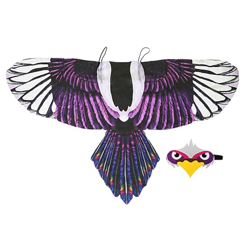 Bird Costume, Eagle-Wings Parrot, Adjustable Shoulder Straps with Chiffon Fabric 46.46x25.59 inches, Facepiece Included, Fun Costume for Kids 3-8 Years Old von Nuytghr