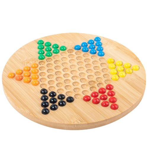 Chinese Checkers Board Game, Glass Beads Chinese Assessors, Wooden Hexagonal Checkers Boarding, 7.87x0.47 Inches, Classic Strategy for Friends Family, von Nuytghr