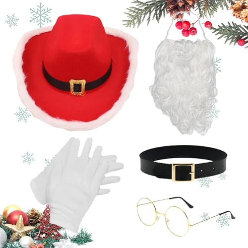 Cowboyhut | Kostüm-Set – 5 x Weihnachtskostüm-Zubehör, Weihnachtsmann-Kostüm für Kinder von Nuytghr